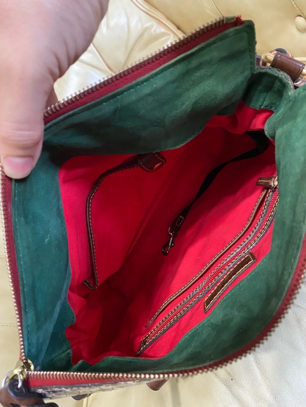 RARE Dooney & Bourke Python Satchel Florentine Gold/Green Leather - Picture 14 of 15